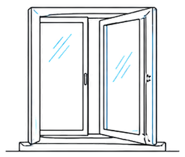 Illustration d'un châssis de fenêtre ouvert