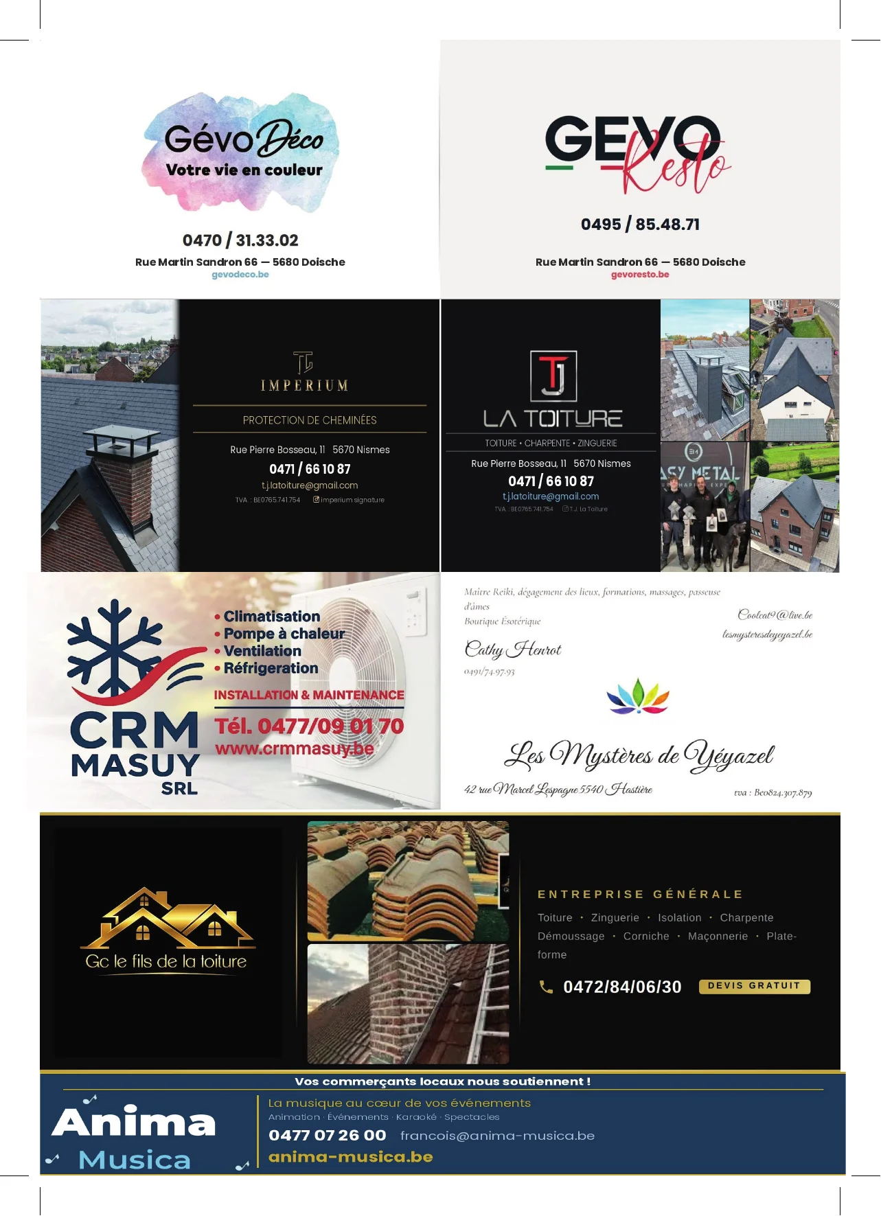 Flyer Sardou Junior verso — 7 annonceurs locaux partenaires Doische